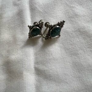 Elegant Vintage Sterling Silver and Turquoise Earrings